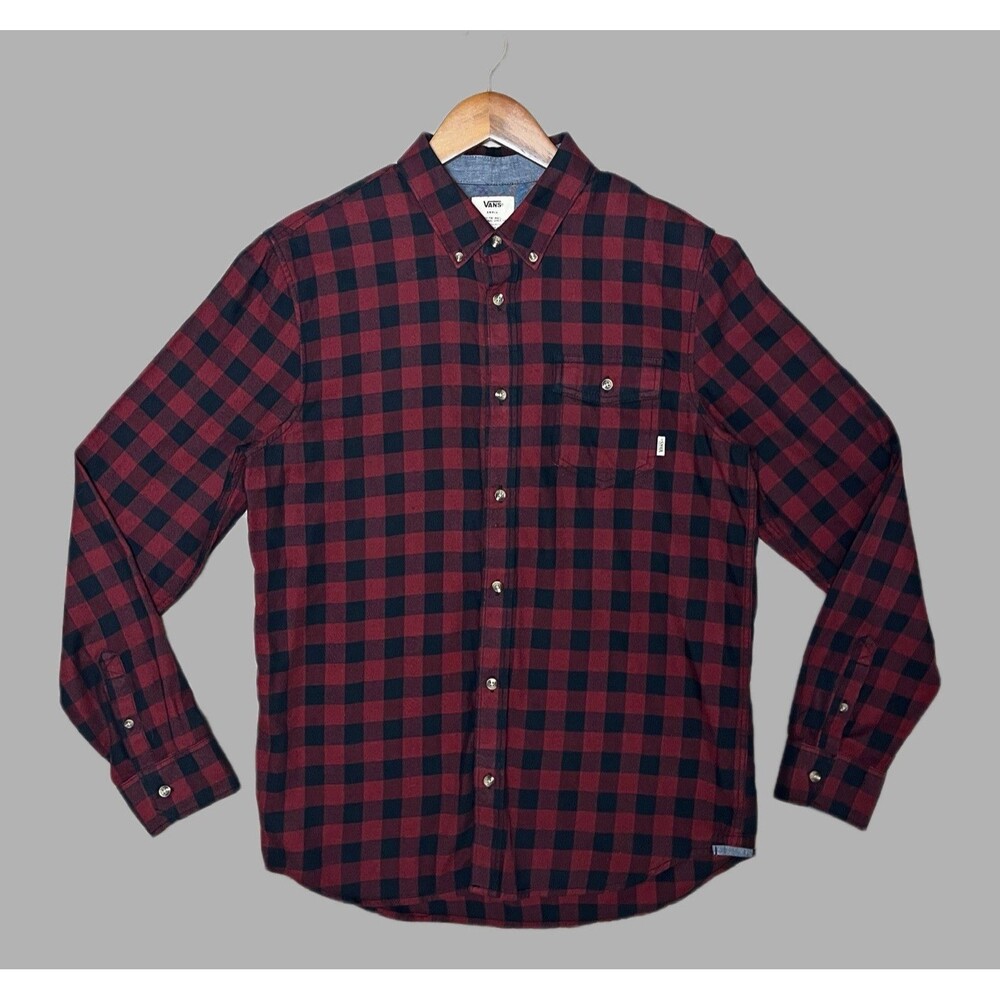 VANS Men's S Classic Fit Plaid Long Sleeve Button-Down Button-Up Skater Grunge